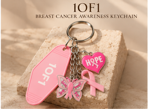 1OF1 Breast Cancer Awareness Keychain