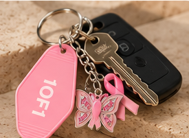 1OF1 Breast Cancer Awareness Keychain